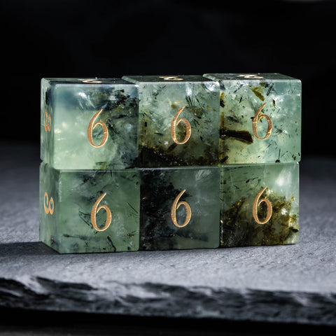 URWizards D&D Prehnite Gemstone Engraved Dice Set(Limited edition)
