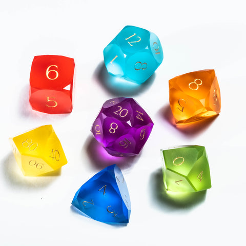 URWizards D&D Resin Rainbow Candy Engraved Dice Set Multi-faceted Style