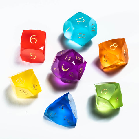 URWizards D&D Resin Rainbow Candy Engraved Dice Set Multi-faceted Style