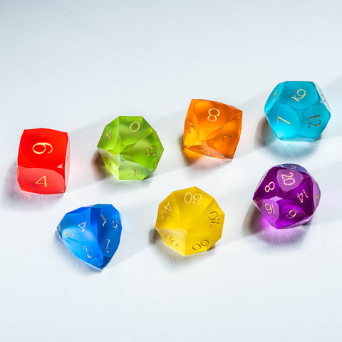 URWizards D&D Resin Rainbow Candy Engraved Dice Set Multi-faceted Style