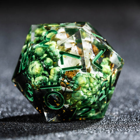 URWizards D&D Plum Flower Resin Engraved Dice Set - Urwizards