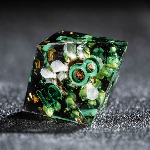 URWizards D&D Plum Flower Resin Engraved Dice Set - Urwizards