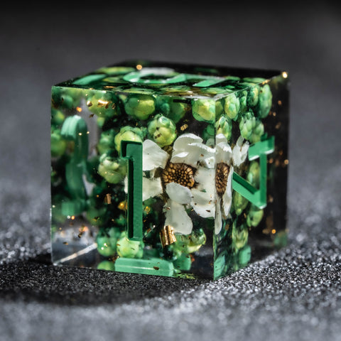 URWizards D&D Plum Flower Resin Engraved Dice Set - Urwizards