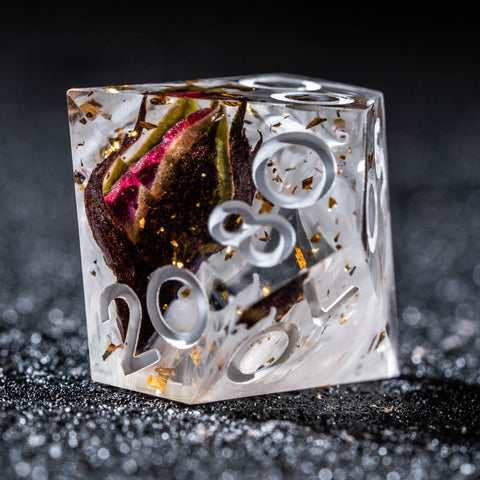 URWizards D&D Rose Flower Resin Engraved Dice Set - Urwizards