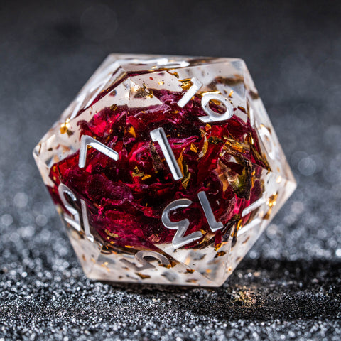 URWizards D&D Rose Flower Resin Engraved Dice Set - Urwizards