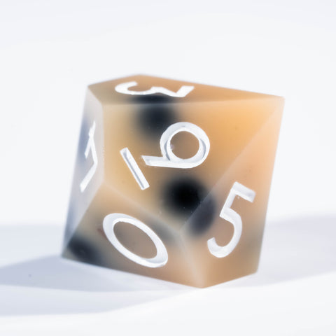 Handmade Sharp Edge Resin Dice Set -Bubble Tea- - Urwizards