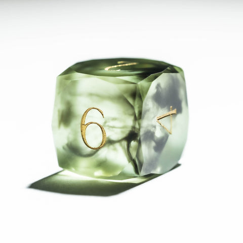 URWizards D&D Resin Chaos Peridot Engraved Dice Set Multi-faceted Style