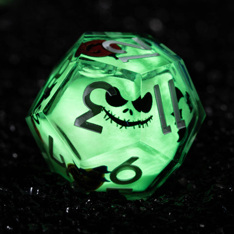 URWizards D&D Glow in the Dark Liquid Core Resin Engraved Dice Set Halloween - Urwizards