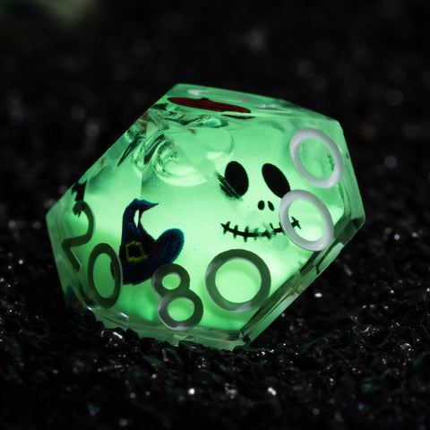 URWizards D&D Glow in the Dark Liquid Core Resin Engraved Dice Set Halloween - Urwizards