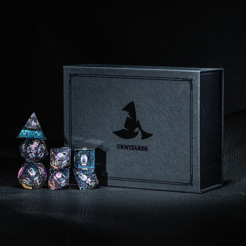 URWizards D&D Resin Engraved Dice Set The Galaxy Opal - Urwizards