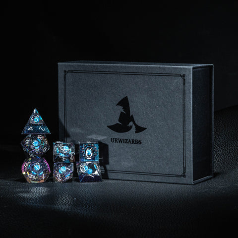 URWizards D&D Resin Engraved Dice Set The Galaxy Opal - Urwizards