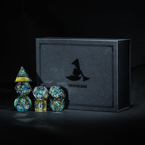URWizards D&D Resin Engraved Dice Set The Galaxy Opal - Urwizards