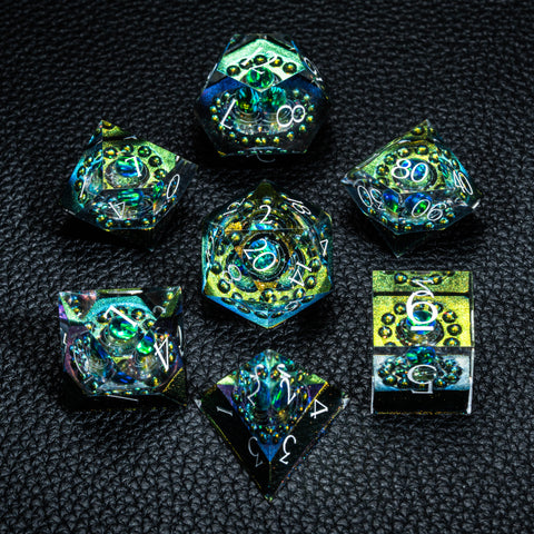 URWizards D&D Resin Engraved Dice Set The Galaxy Opal - Urwizards
