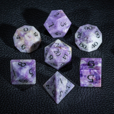 URWizards D&D Hackmanite Gemstone Engraved Dice Set - Urwizards