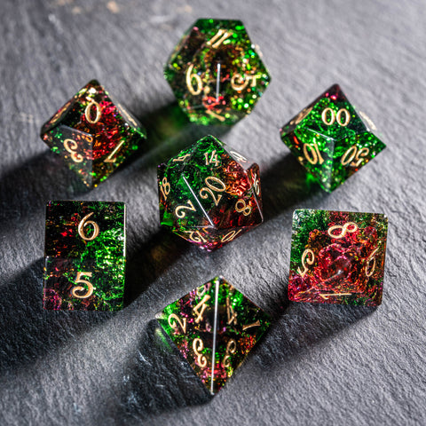 Set di dadi incisi in vetro smeraldo URWizards D&D Blast