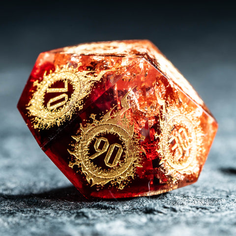 Handmade Sharp Edge Resin Dice Set -Flame Dungeon- - Urwizards
