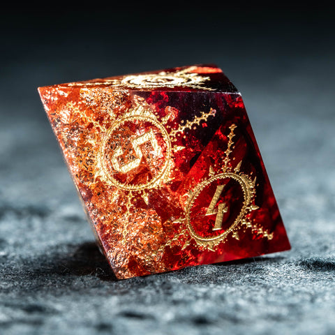Handmade Sharp Edge Resin Dice Set -Flame Dungeon- - Urwizards