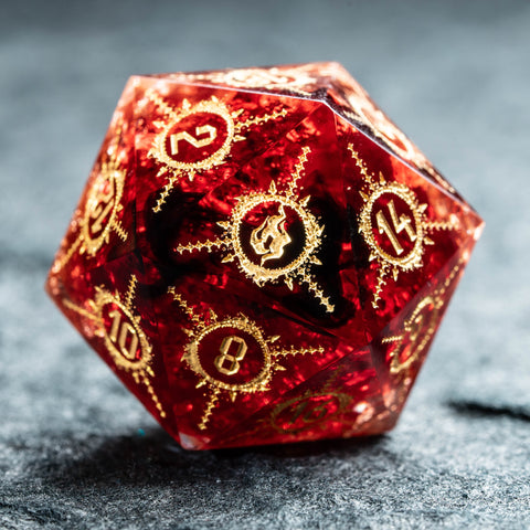 Handmade Sharp Edge Resin Dice Set -Flame Dungeon- - Urwizards