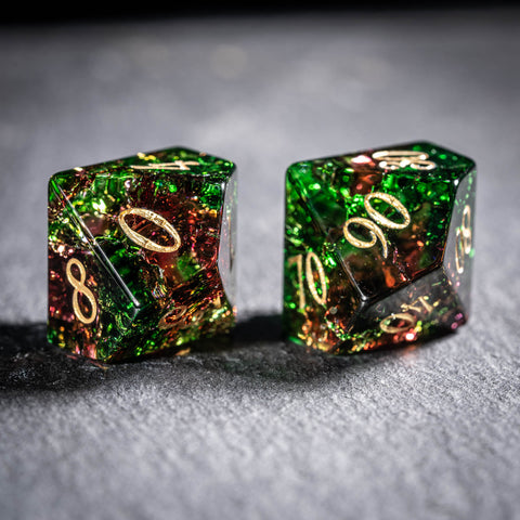 Set di dadi incisi in vetro smeraldo URWizards D&D Blast