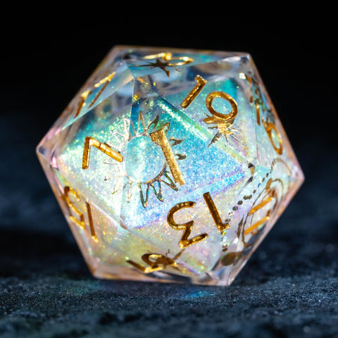 URWizards D&D Starry Liquid Heart Resin Engraved Dice Set Tarot - Urwizards
