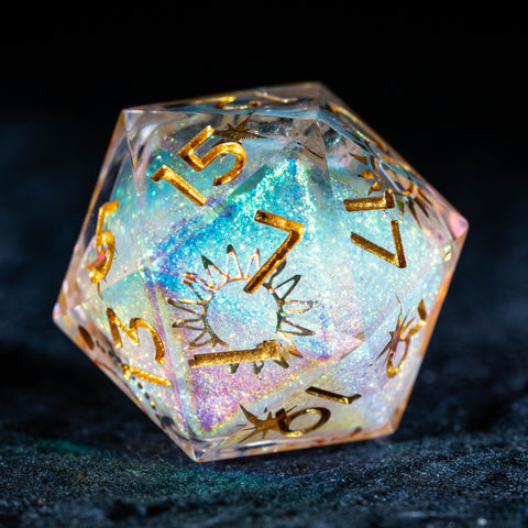 URWizards D&D Starry Liquid Heart Resin Engraved Dice Set Tarot - Urwizards