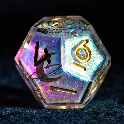 URWizards D&D Starry Liquid Heart Resin Engraved Dice Set Tarot - Urwizards