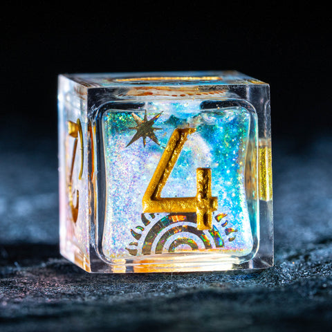 URWizards D&D Starry Liquid Heart Resin Engraved Dice Set Tarot - Urwizards