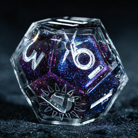 URWizards D&D Starry Tarot Liquid Heart Resin Engraved Dice Set - Urwizards