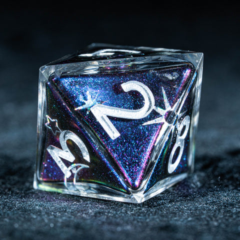 URWizards D&D Starry Tarot Liquid Heart Resin Engraved Dice Set - Urwizards