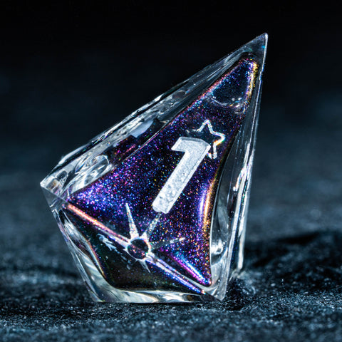 URWizards D&D Starry Tarot Liquid Heart Resin Engraved Dice Set - Urwizards