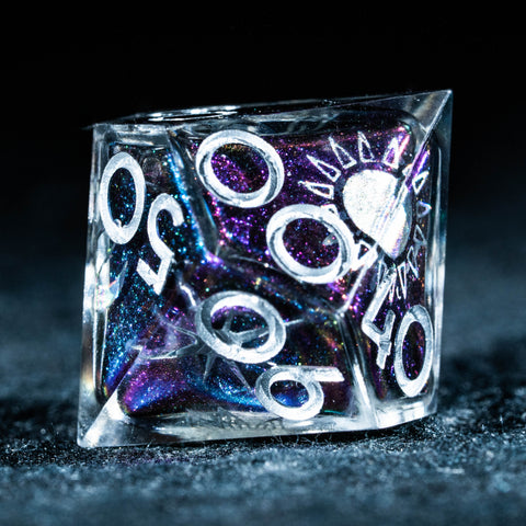 URWizards D&D Starry Tarot Liquid Heart Resin Engraved Dice Set - Urwizards