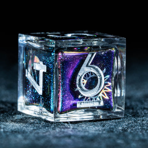 URWizards D&D Starry Tarot Liquid Heart Resin Engraved Dice Set - Urwizards