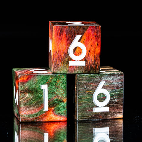 URWizards D&D Stabilized Wood Dice Set Flame - Urwizards
