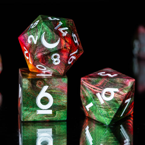 URWizards D&D Stabilized Wood Dice Set Flame - Urwizards