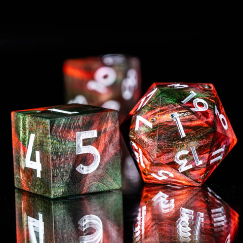 URWizards D&D Stabilized Wood Dice Set Flame - Urwizards