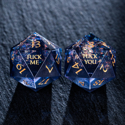 Set di dadi incisi in resina al neon di URWizards D&D Night stile Fuck You Fuck Me