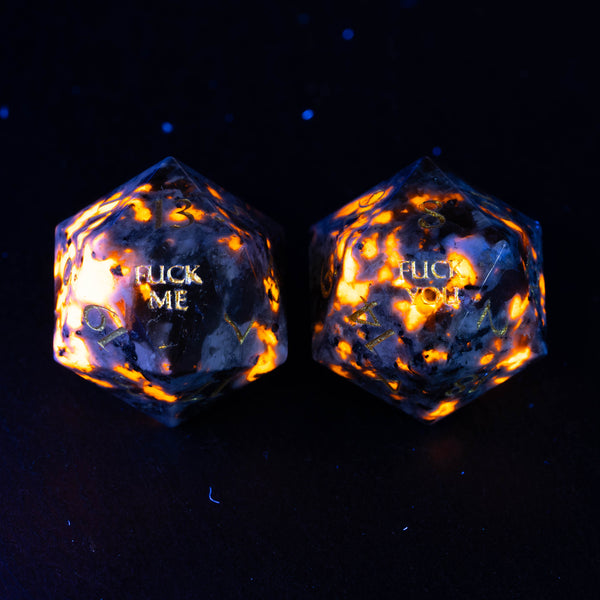 URWizards D&D Yooperlite Gemstone Engraved Dice Set F*CK Style