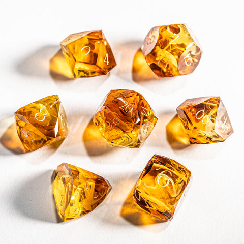 URWizards D&D Resin Flamebound Fate Engraved Dice Set Multi-faceted Style