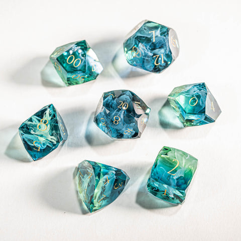 URWizards D&D Resin Tidebound Fate Engraved Dice Set Multi-faceted Style
