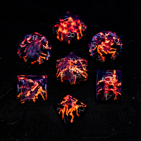 URWizards D&D Resin Engraved Dice Set Mysterious Realm - Glowing Death Volcano