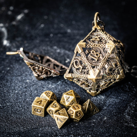 Custodia tascabile Micro Mini Metal DnD Dice Set Dragon D20