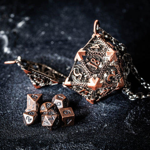 Custodia tascabile Micro Mini Metal DnD Dice Set Dragon D20