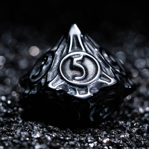 URWizards D&D CNC-Schnitzerei Zwergen-Obsidian-Edelstein-Würfelset