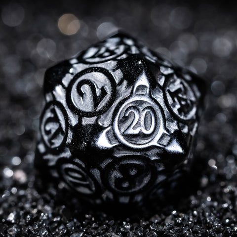 URWizards D&D CNC-Schnitzerei Zwergen-Obsidian-Edelstein-Würfelset