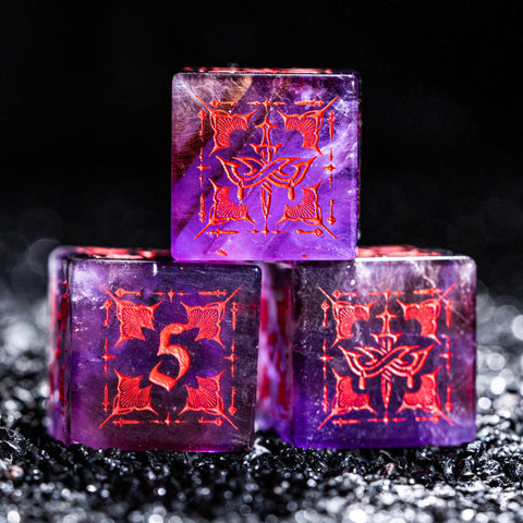 URWizards Amethyst Engraved Dice Set Assassin Style