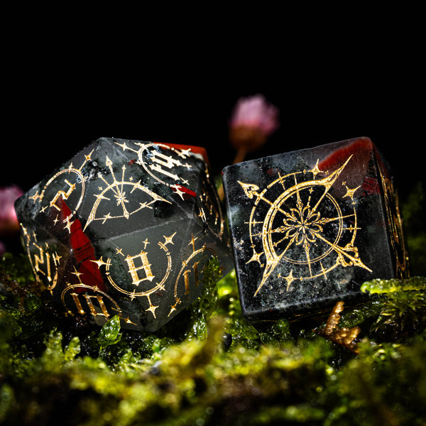 URWizards D&D Indian Aagte Engraved Dice Set Bow of Elven