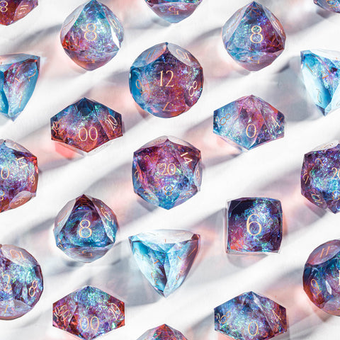 URWizards D&D Resin Nebula Reverie Engraved Dice Set Multi-faceted Style