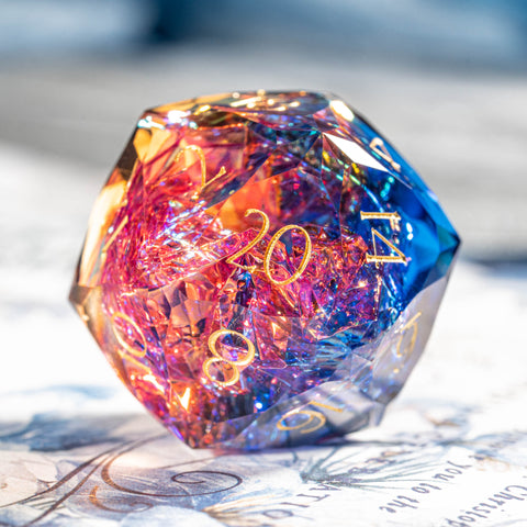 URWizards D&D Resin Cosmic Burn Engraved Dice Set Multi-faceted Style