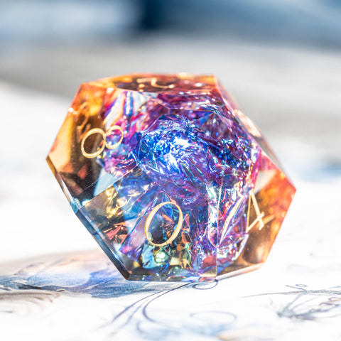 URWizards D&D Resin Cosmic Burn Engraved Dice Set Multi-faceted Style