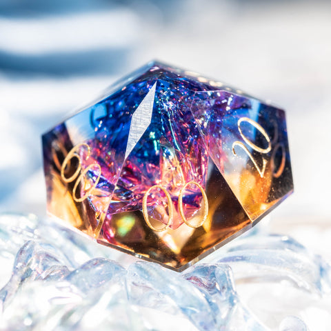 URWizards D&D Resin Cosmic Burn Engraved Dice Set Multi-faceted Style